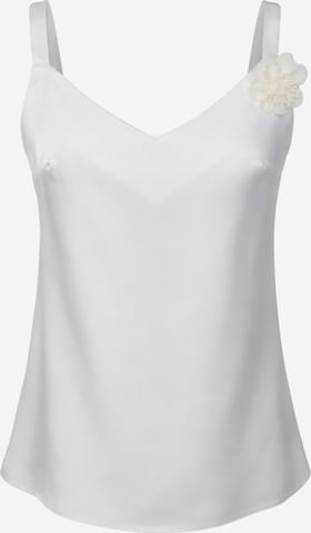 REGINA FASHION Top 'V-Neck Satin Top with 3D Flower Detail' | bela barva: sprednja stran