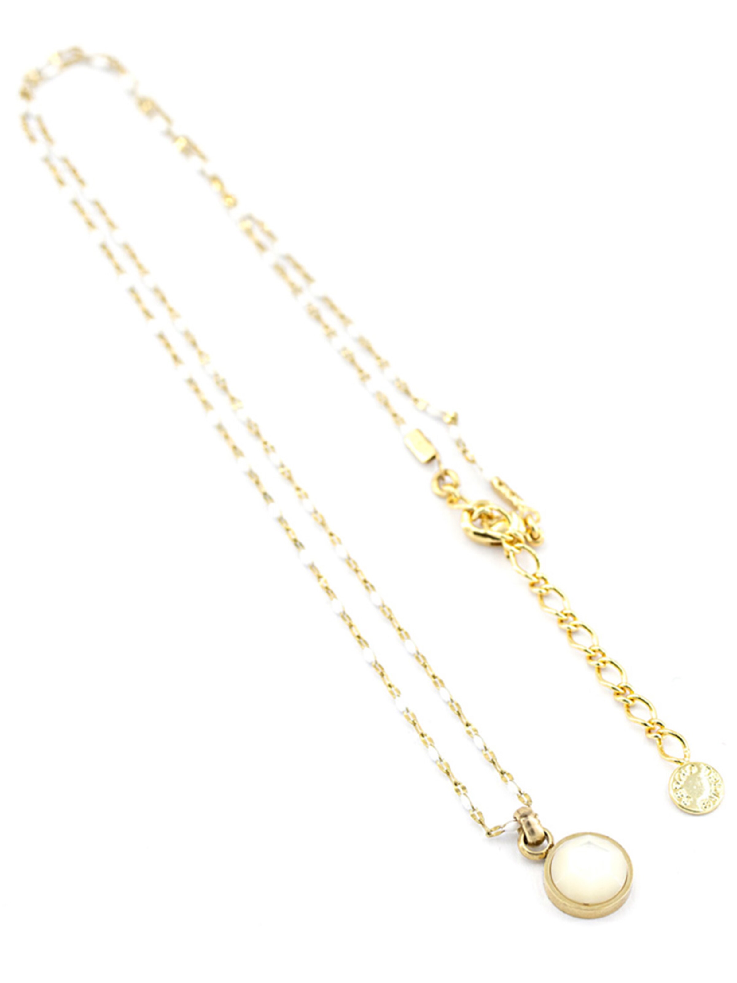 Sergio Engel Kette 'Beach Kette 01 Farbig akzentuierte Stahlkette mit Natursteinanhänger'‌‌‌‌‌‌ in Weiß: Vorderseite