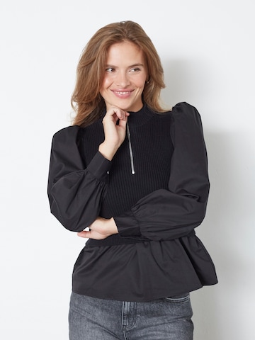 Pull-over 'Elisabeth' co'couture en noir