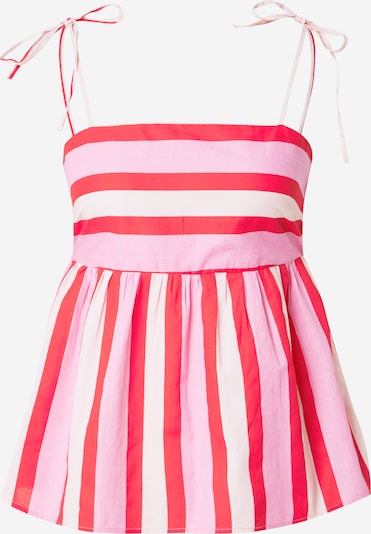 PIECES Toppi 'PCAmina' värissä roosa / verenpunainen / valkoinen, Tuotenäkymä