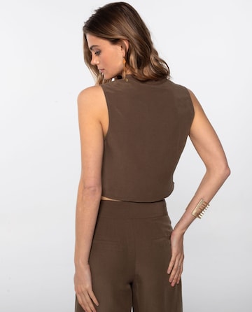 THE-ARE Wide leg Broek in Bruin