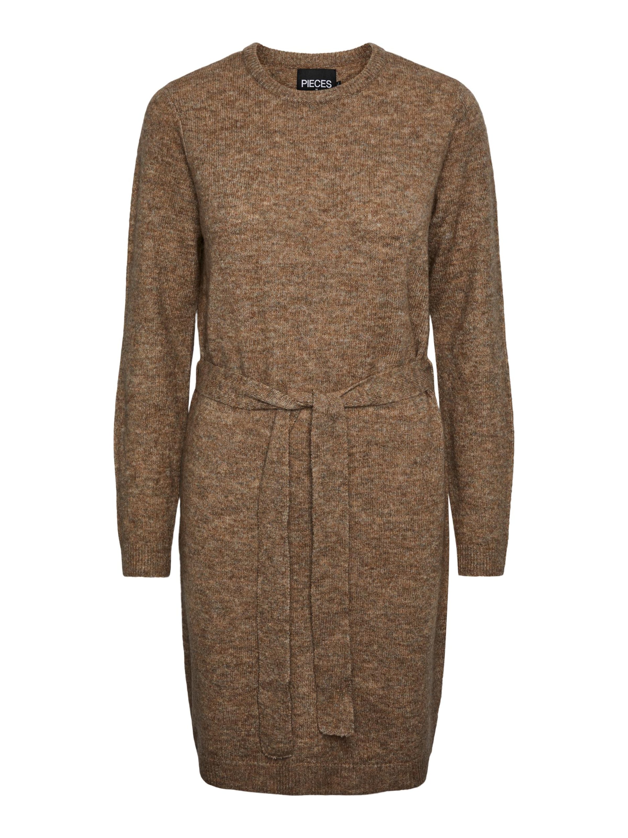 PIECES - Vestido de punto 'Juliana' en marrón: frente