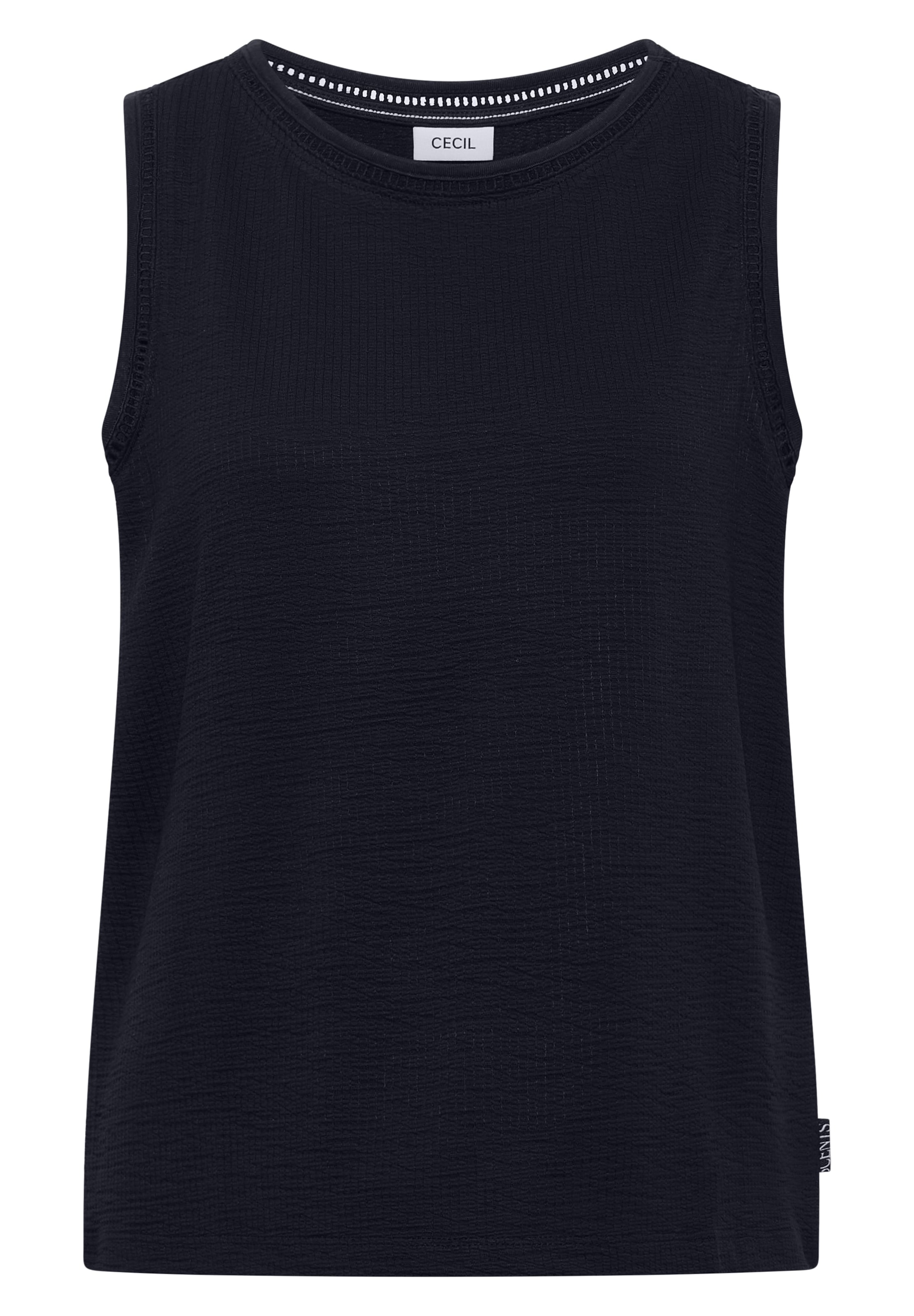 CECIL Top mit U-Boot-Ausschnitt und Spitzendetails in Blau: Vorderseite