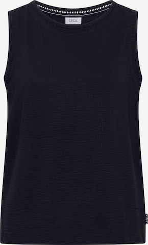 CECIL Top mit U-Boot-Ausschnitt und Spitzendetails in Blau: Vorderseite