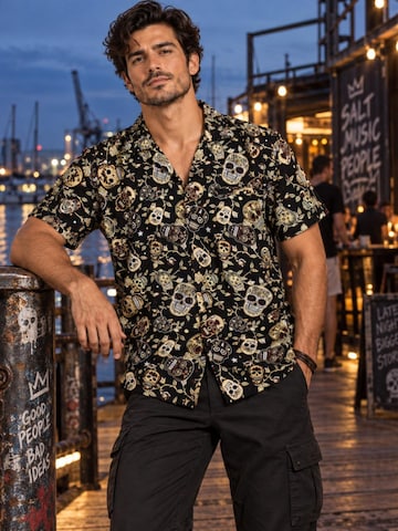 King Kameha T-shirt 'Skull' i brun