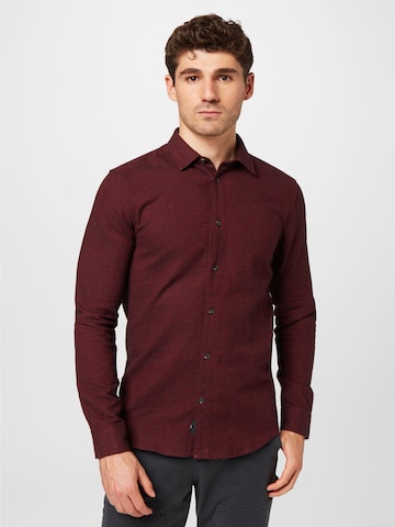 Only & Sons Slim fit Button Up Shirt 'ARI' in Brown: front