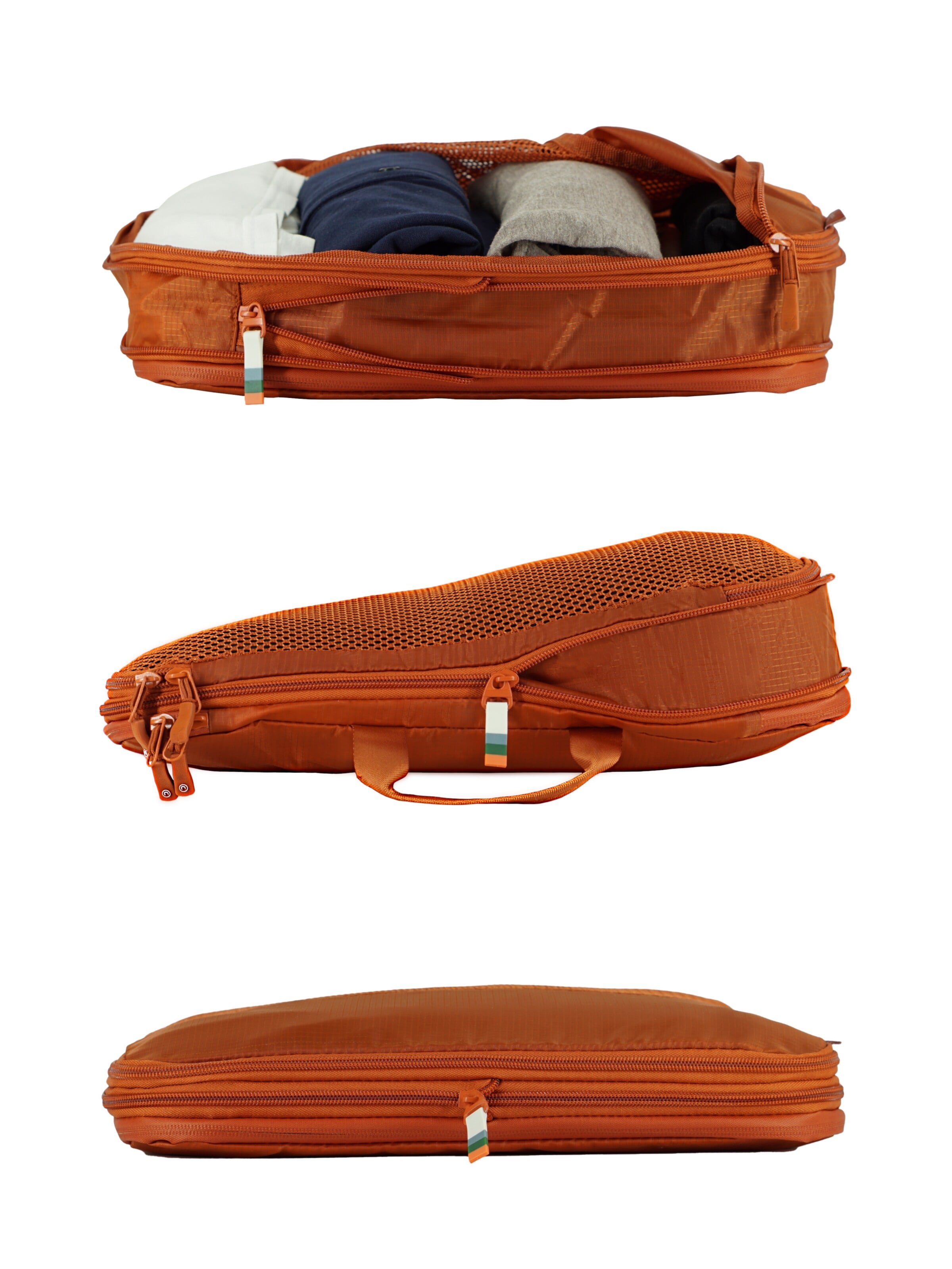 TRAVEL DUDE Reistas 'Packing Cubes Set 4 Teilig mit Kompression, Packwürfel, Packtaschen Set für Rucksack & Koffer' in Oranje