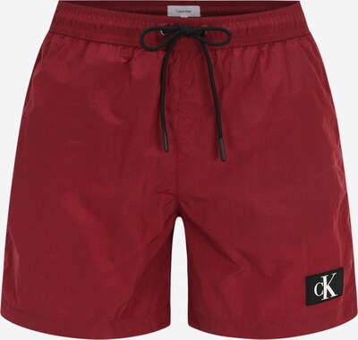 Calvin Klein Swimwear Badeshorts in karminrot / schwarz / weiß, Produktansicht