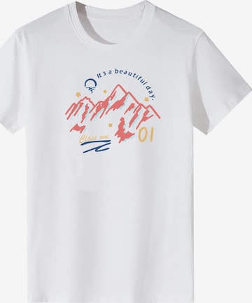 LapaPlus Shirt 'Women Pink Watercolor Mountain Scenery Print T-Shirt' in Wit: voorkant