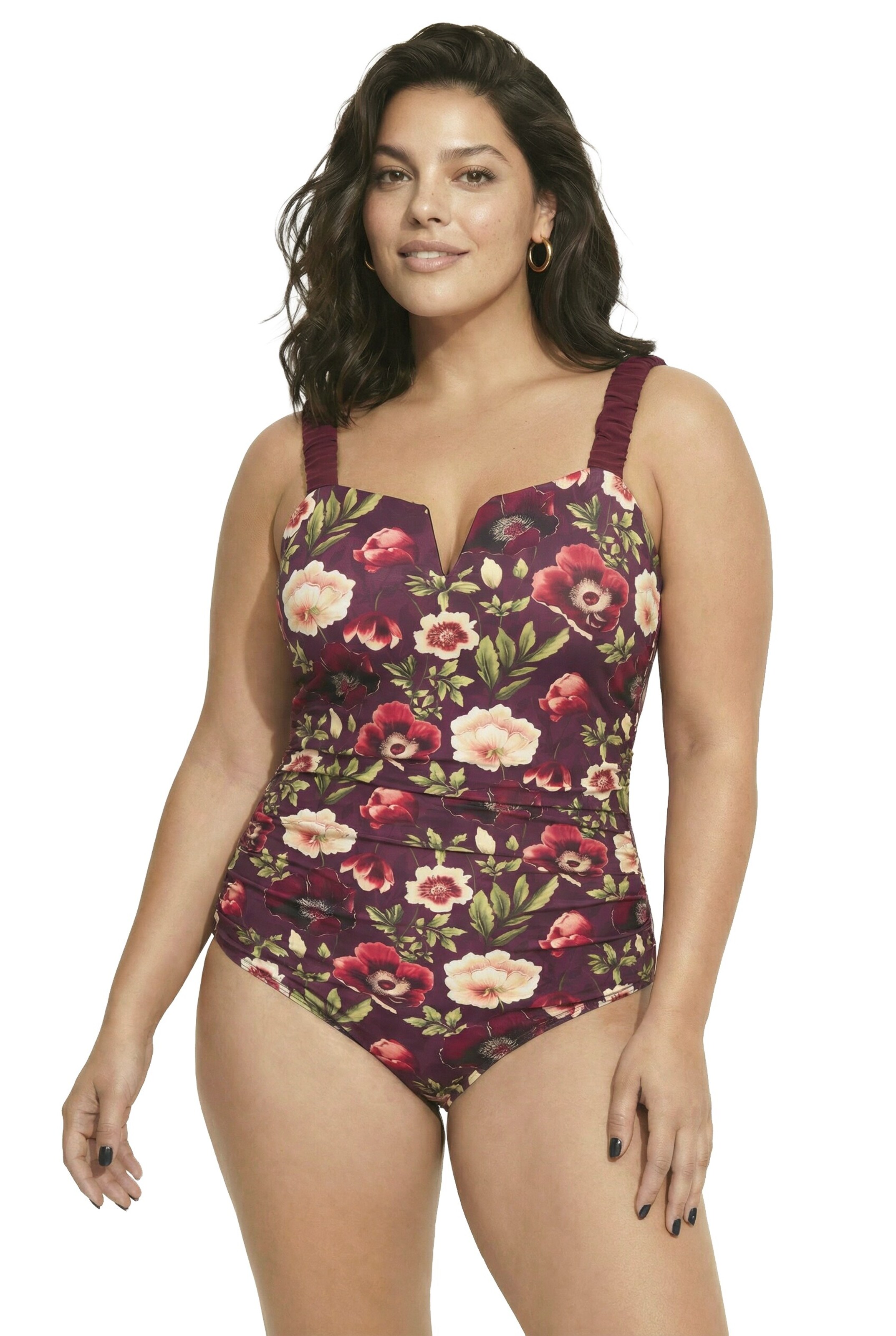 Ulla Popken Bustier Badeanzug in Rot: Vorderseite