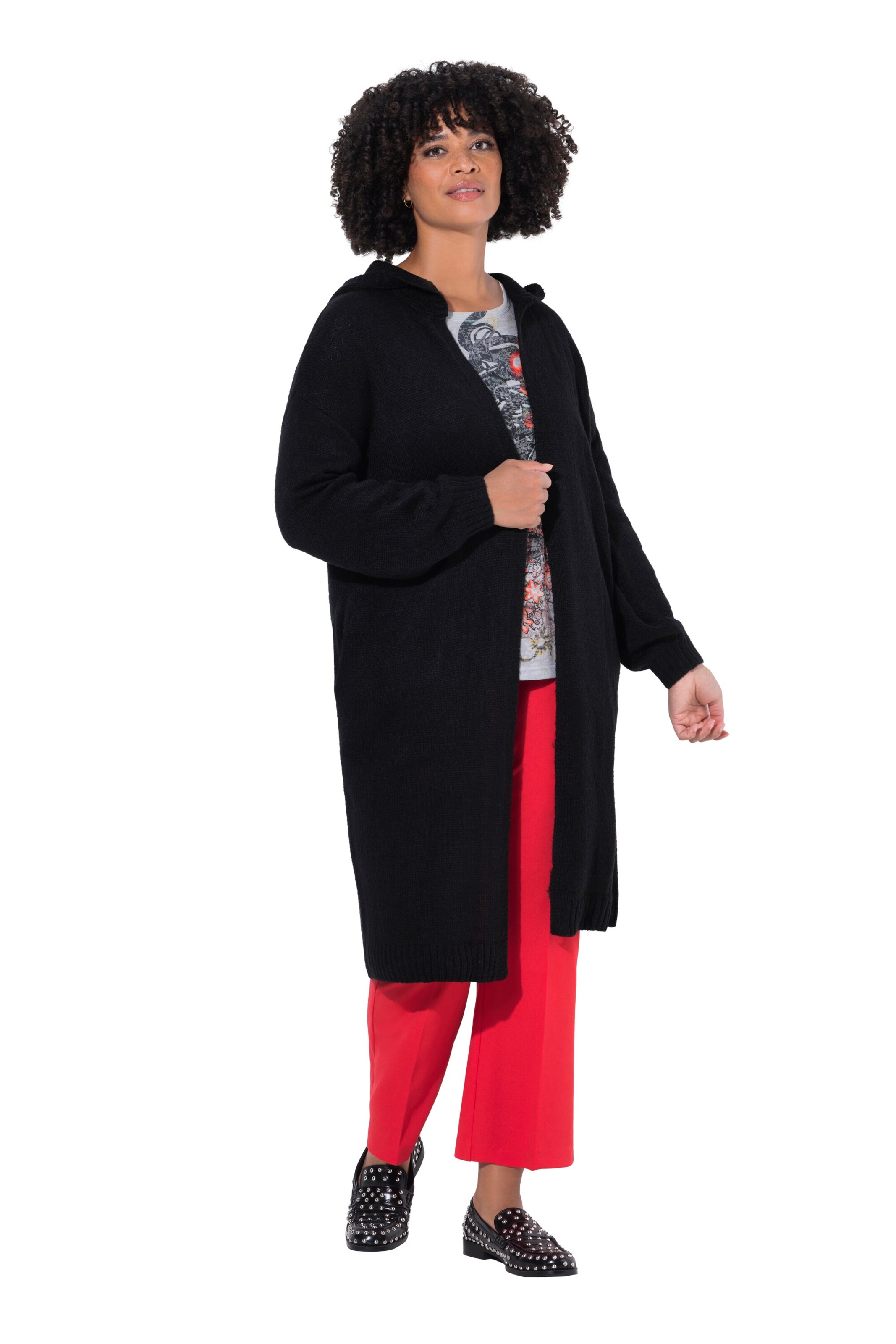 Angel of Style Knit cardigan in Black: front