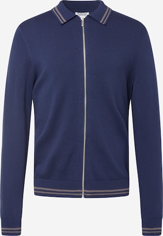 BURTON MENSWEAR LONDON Knit cardigan in Blue: front