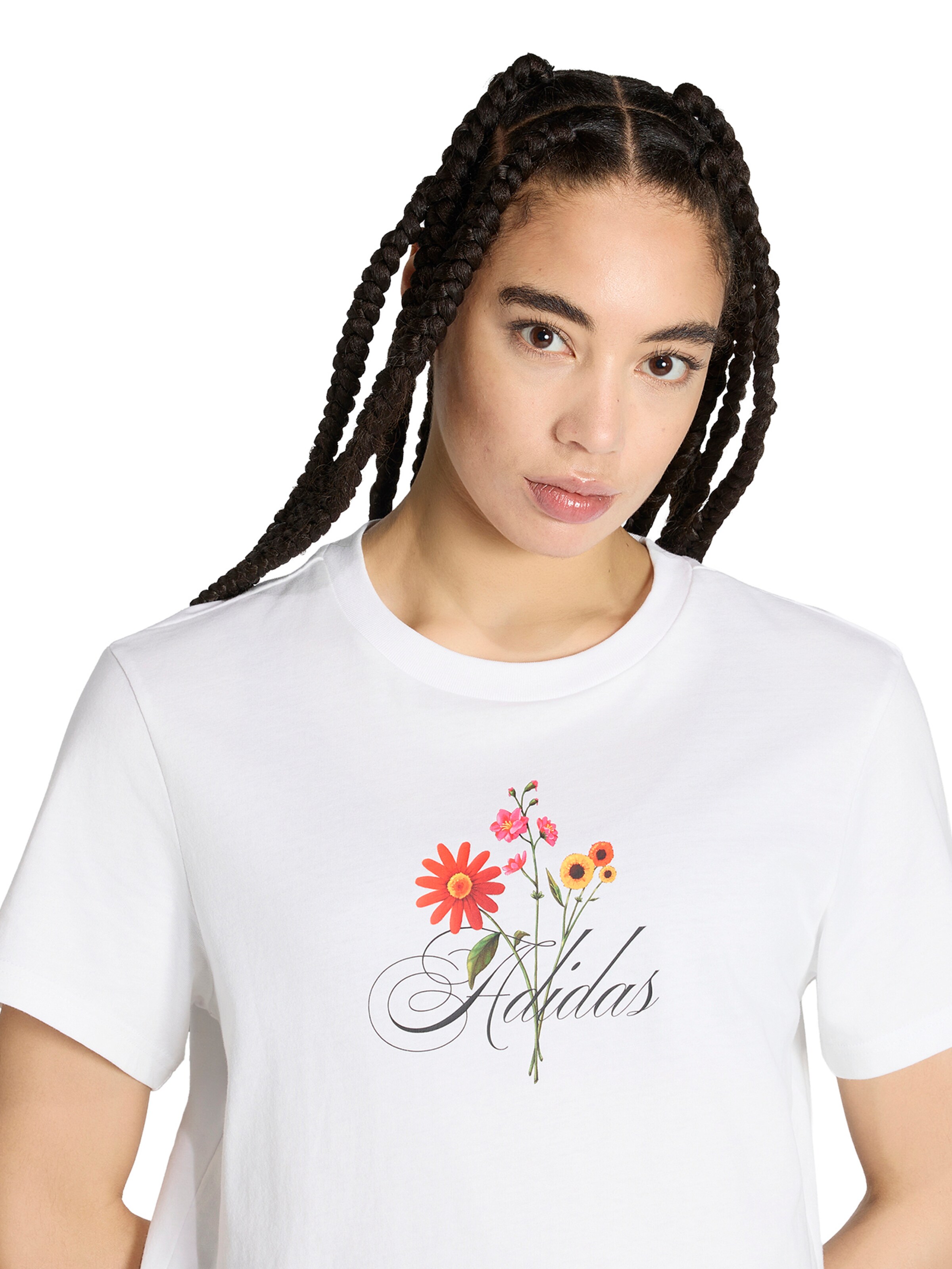 ADIDAS SPORTSWEAR - Camisa funcionais 'FLORAL' em branco