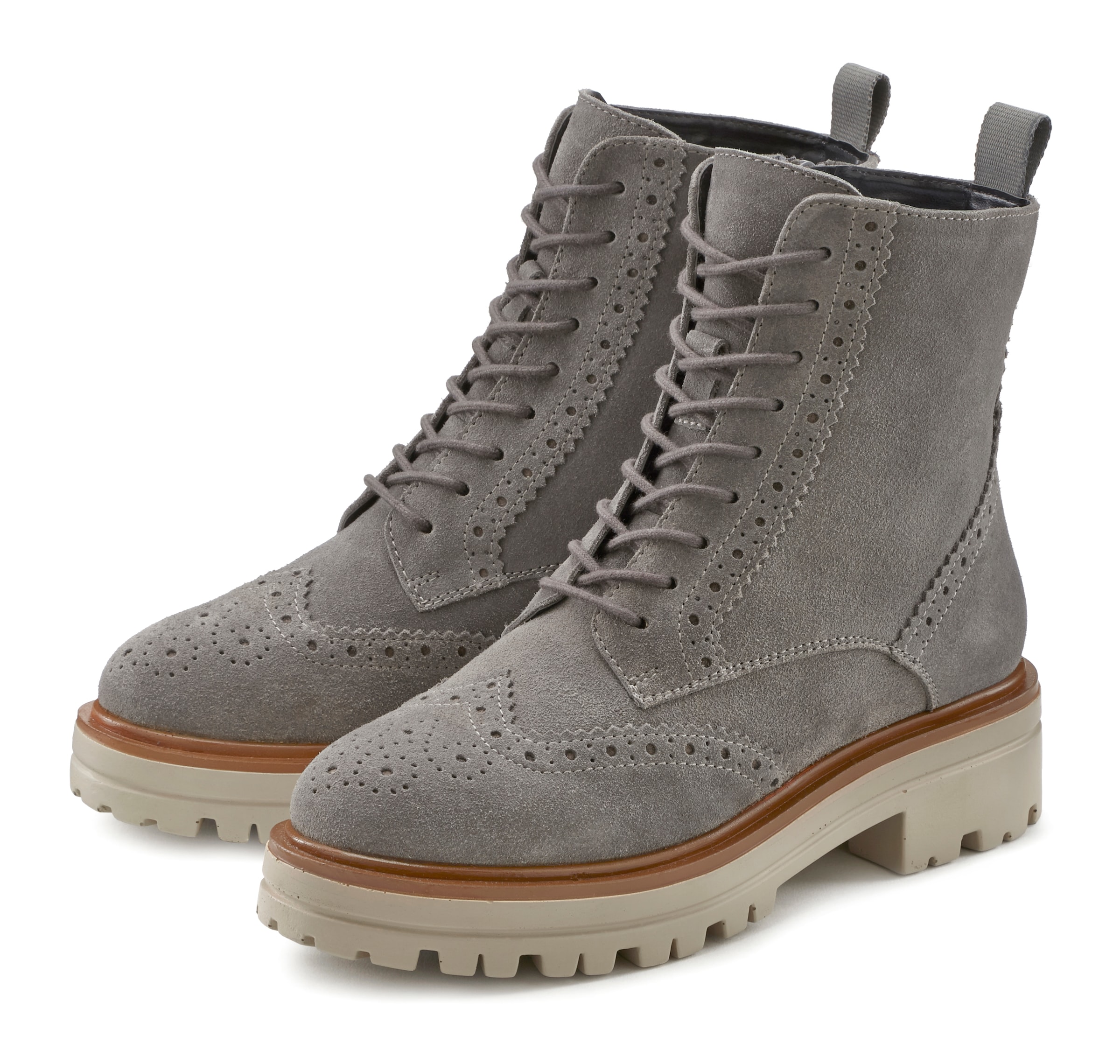 LASCANA Lace-up bootie in Grey