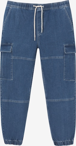 Pull&Bear Tapered Cargojeans i blå: forside