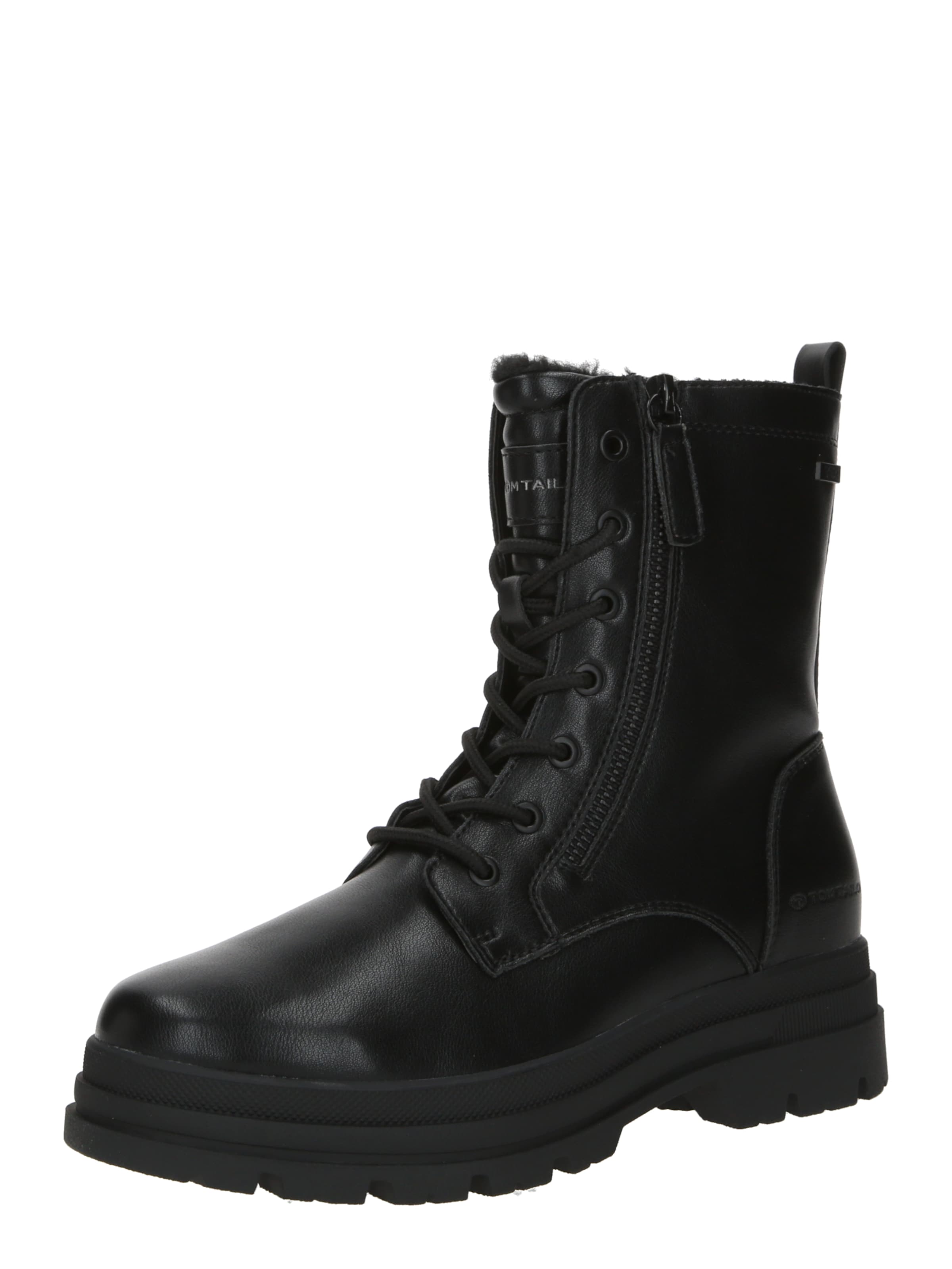 TOM TAILOR Lace-Up Ankle Boots in Black: front