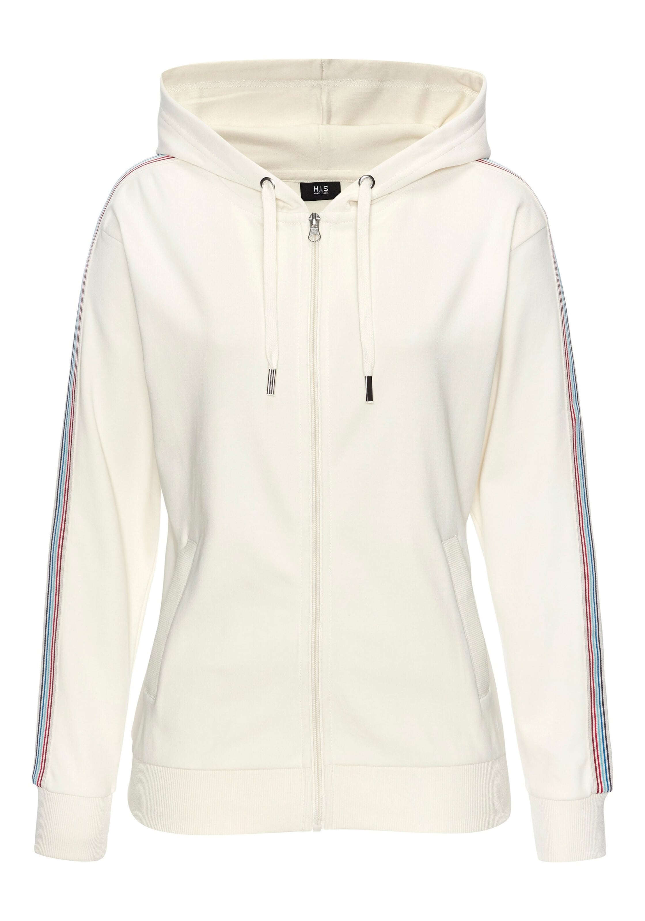 H.I.S Zip-Up Hoodie in White: front