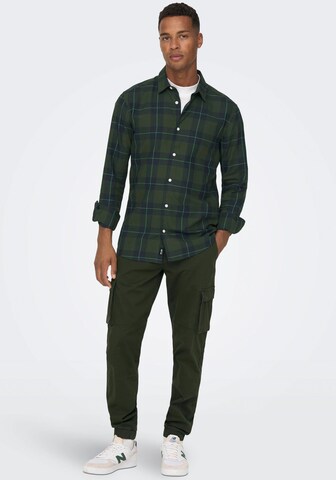 Only & Sons Slim fit Overhemd 'Ari' in Groen