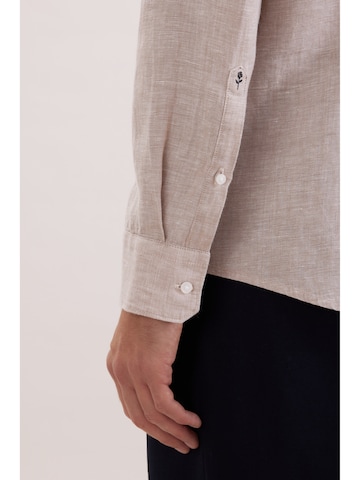 Coupe slim Chemise business 'Smart Linen' SEIDENSTICKER en beige