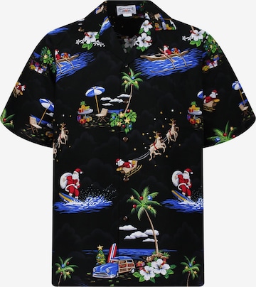 Regular fit Camicia 'Christmas Allover' di Pacific Legend in nero: frontale