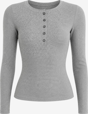 ARMIEMajica 'The Petra Henley Top - Light Grey Melange' - siva boja: prednji dio
