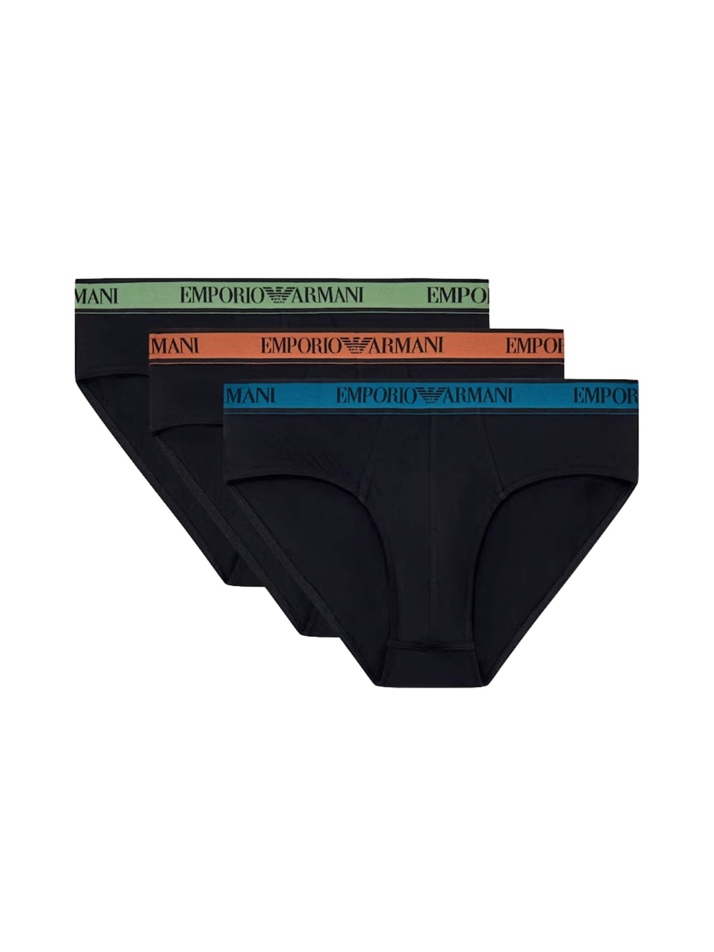 Slip '3-Pack Core Logoband Briefs in Stretch Cotton Jersey' Emporio Armani en noir : devant