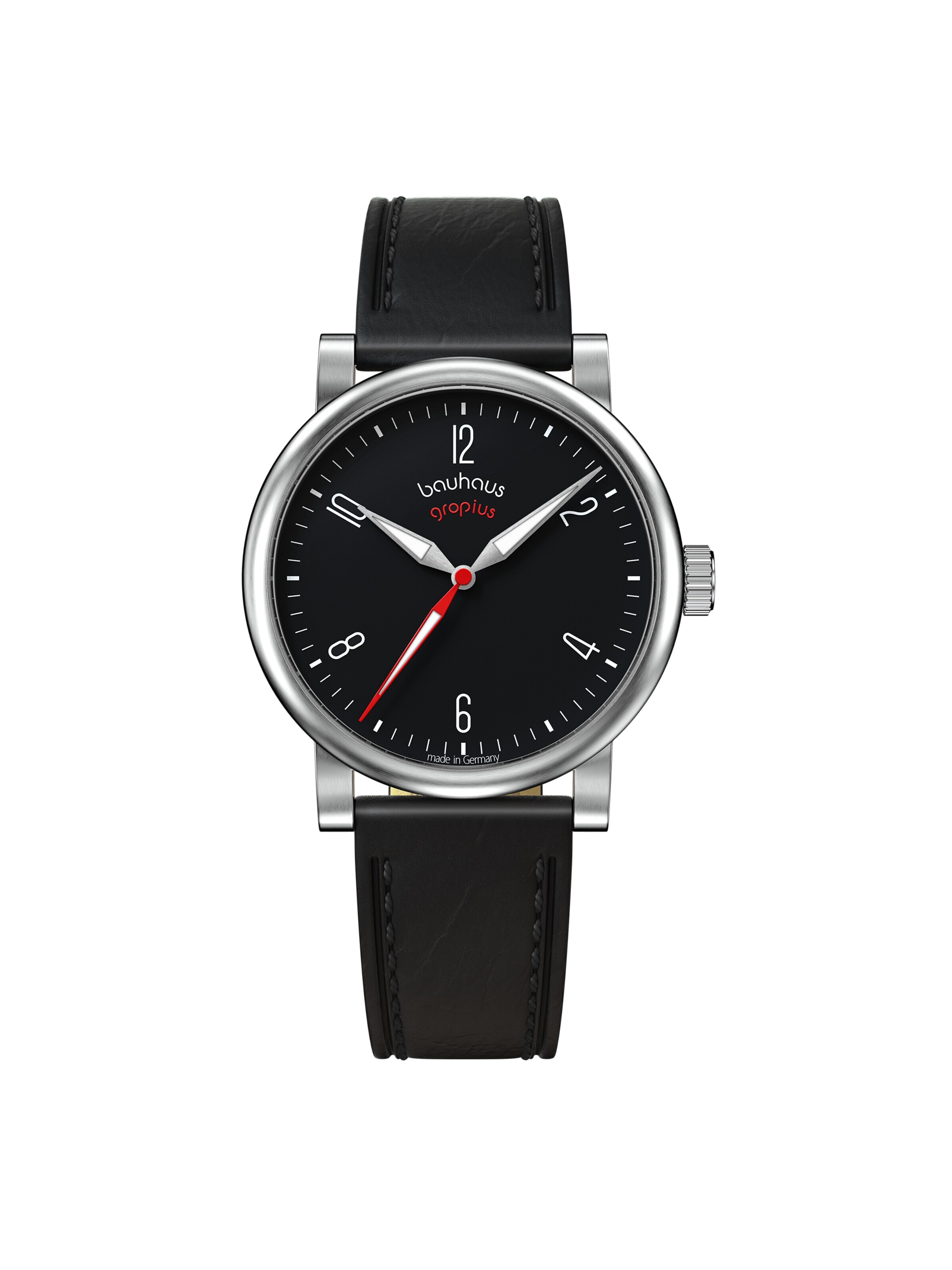 WALTER GROPIUS Analog Watch 'KONTUR' in Black: front