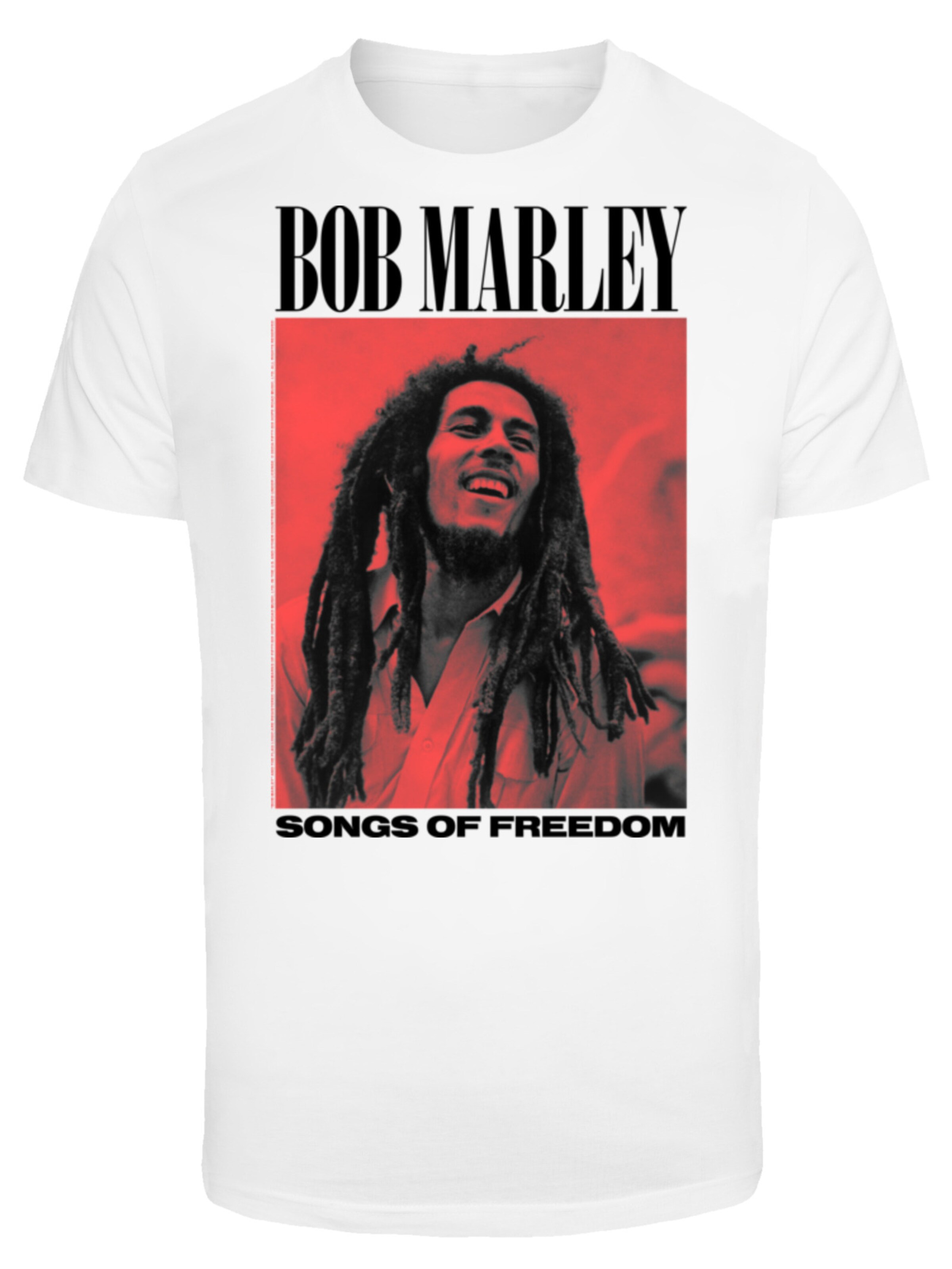 F4NT4STIC Shirt 'Bob Marley Songs Of Freedom Reggae Music' in Weiß: Vorderseite