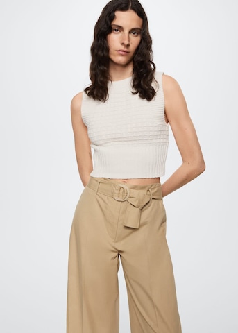 MANGO Wide Leg Hose 'Minimal' in Beige