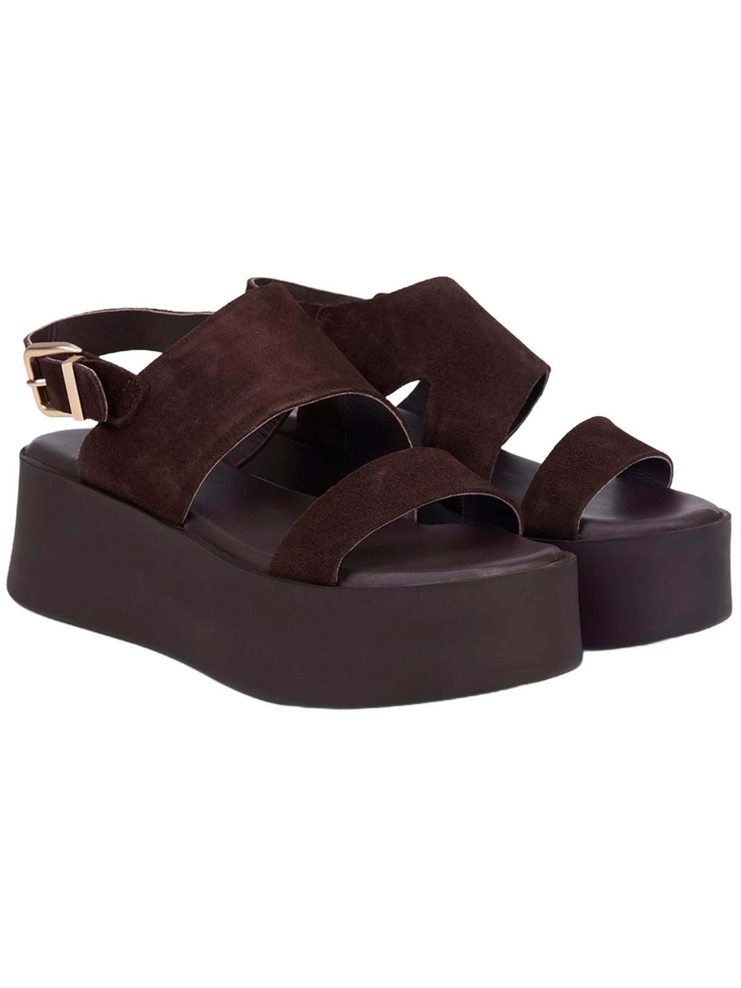 Desa T-bar sandals 'Keilsandalen' in Brown