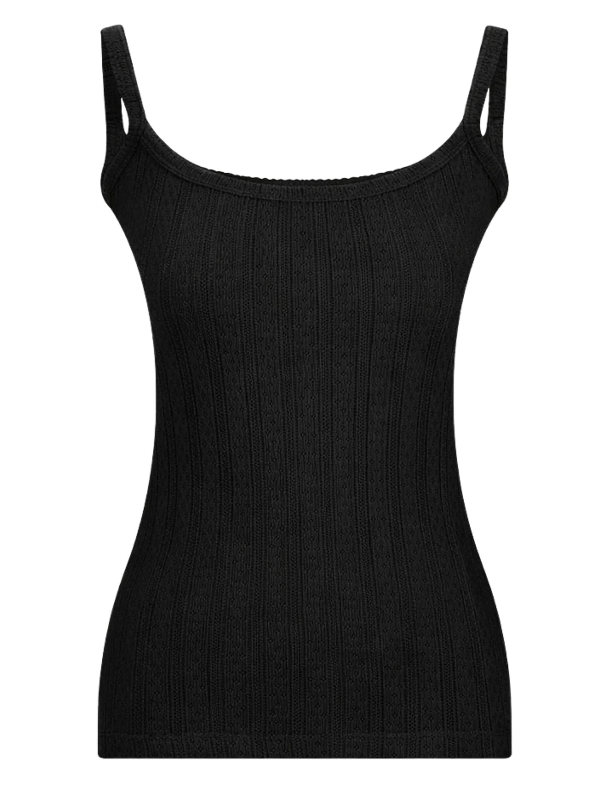 Albero Natur Top 'Damen Top aus 100 % Bio-Baumwolle im Jacquard-Design'‌‌‌‌‌‌‌‌ in Schwarz: Vorderseite
