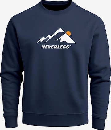 Neverless Sweatshirt 'Minimalistic Mountain' in Blau: Vorderseite