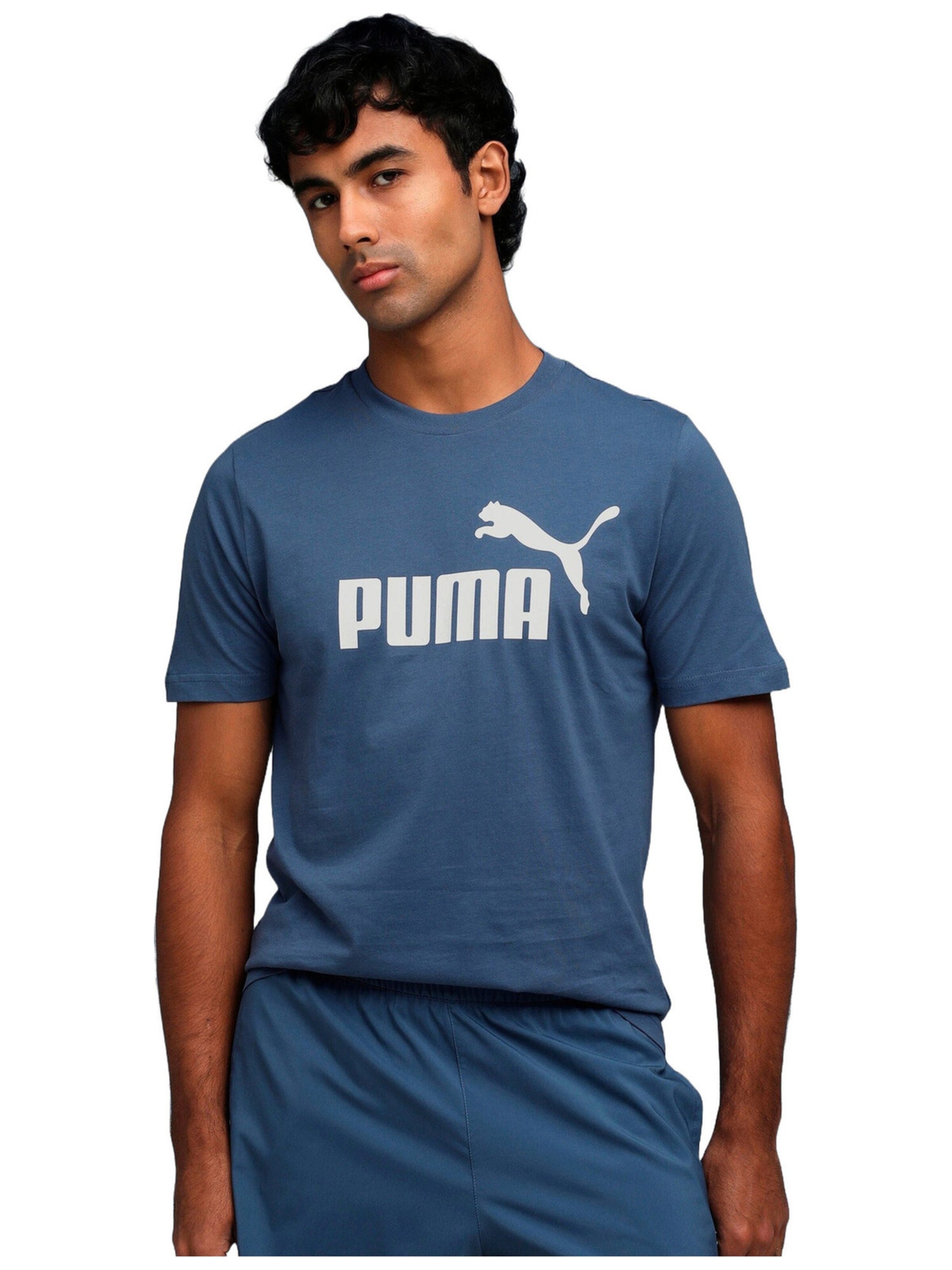 PUMA Shirt 'Puma Ess No. 1 Logo Tee S' in M in de kleur Blauw, Productweergave
