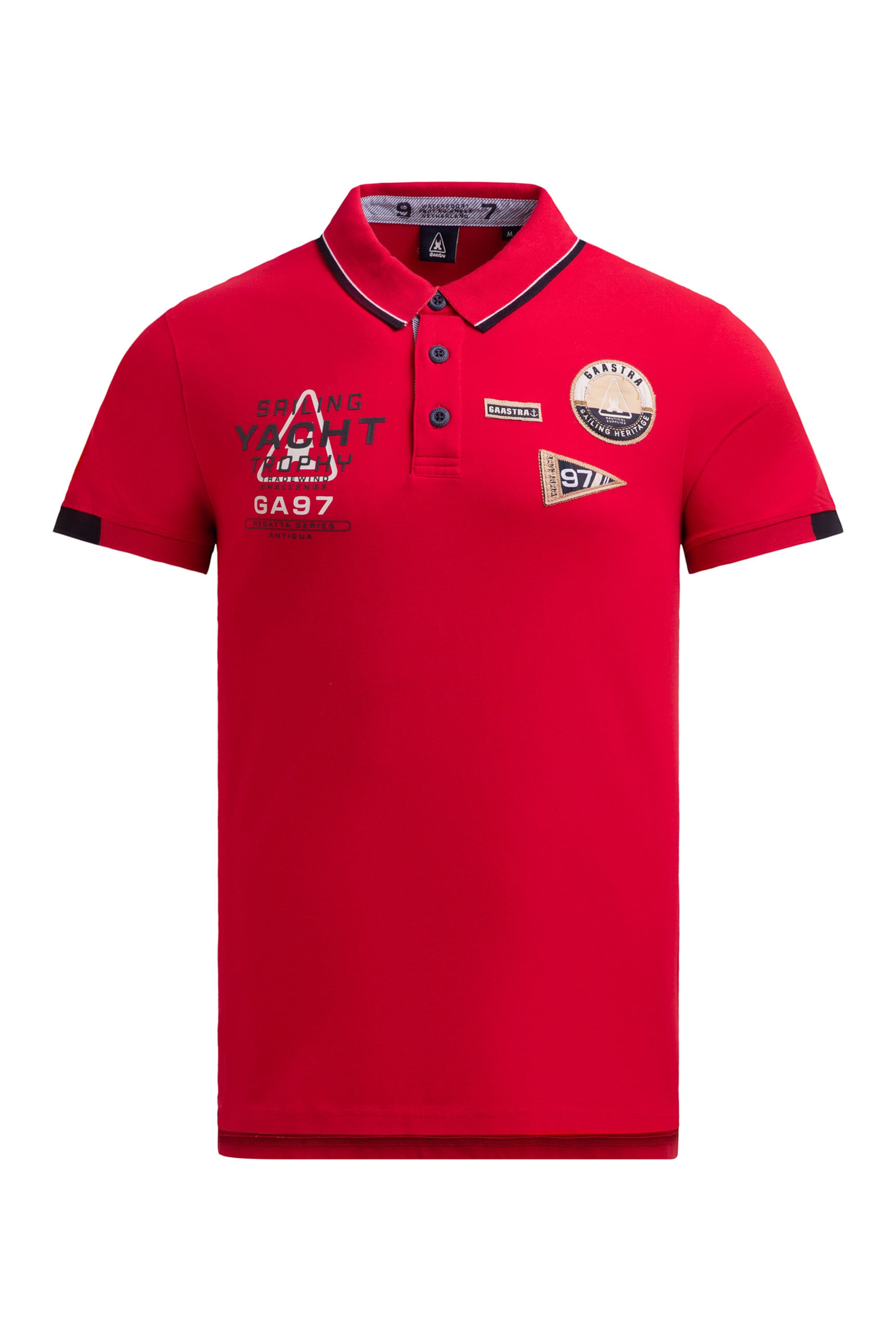 Gaastra Poloshirt Kurzarm mit Artwork und Canvas-Patches in Rot: Vorderseite
