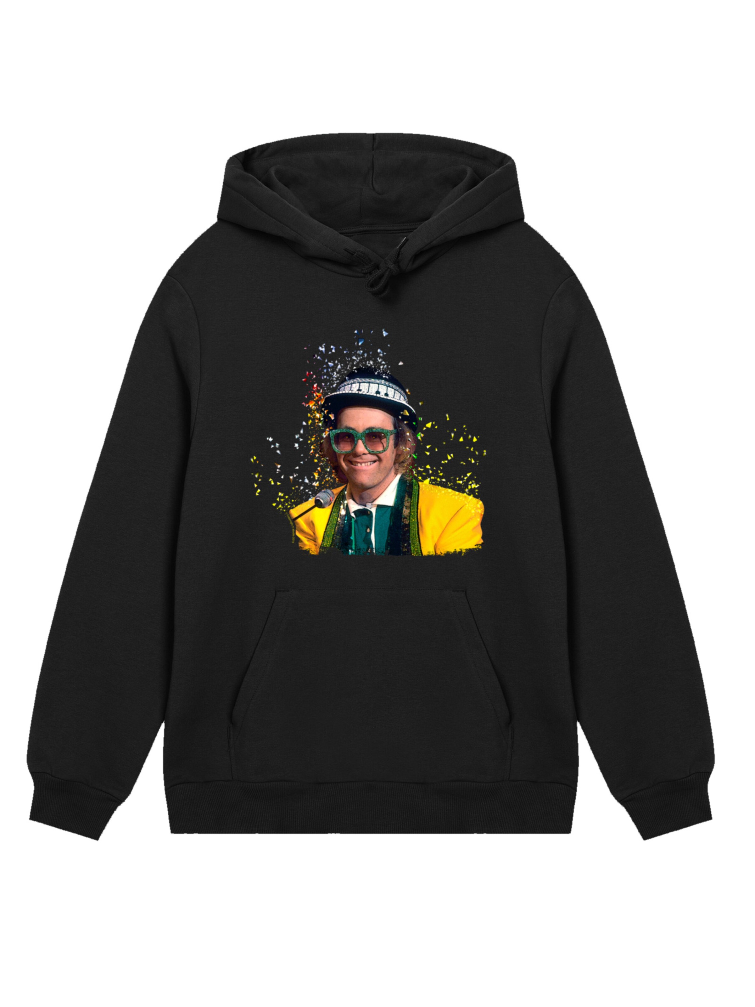 Sweat-shirt 'TV Times Elton John At The Piano 1977' F4NT4STIC en noir : devant