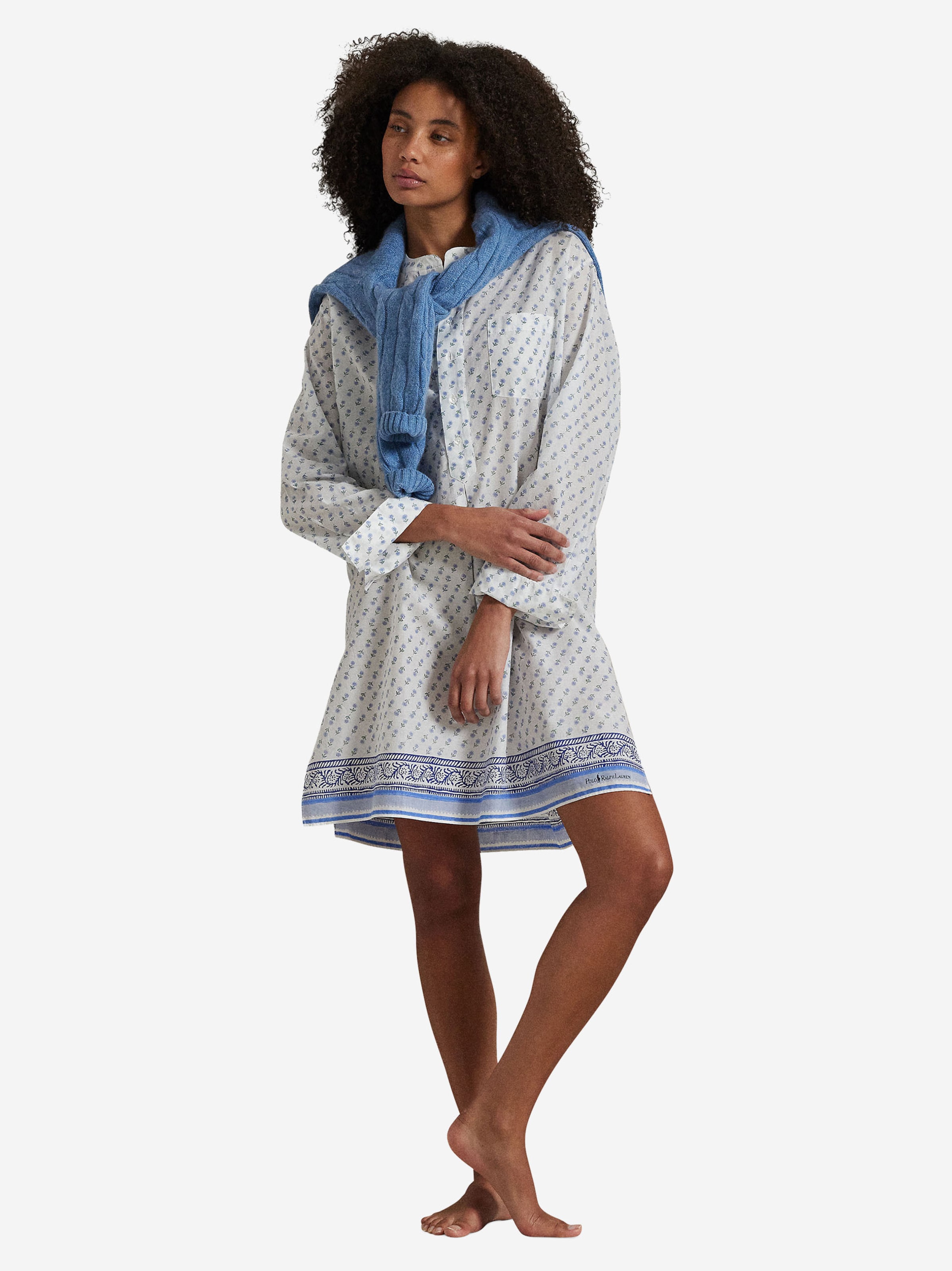 Chemise de nuit ' Breezy Blockprint ' Polo Ralph Lauren en bleu