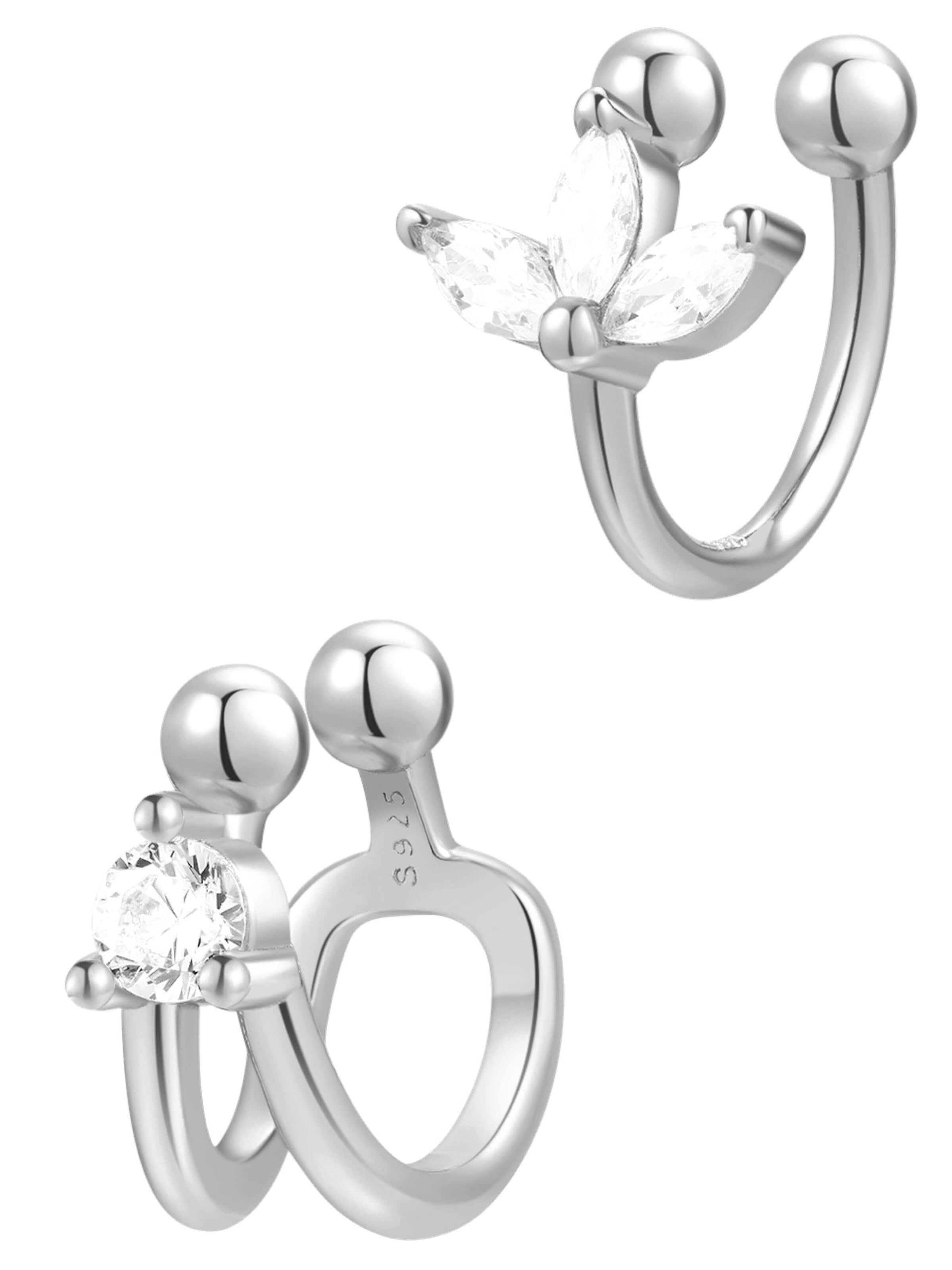 Orecchini 'Blossom and Gem Ear Cuff' di Hey Happiness in argento: frontale