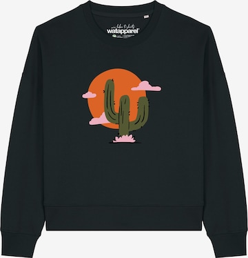Watapparel Sweatshirt ' Kaktus im Sonnenuntergang ' in Zwart: voorkant