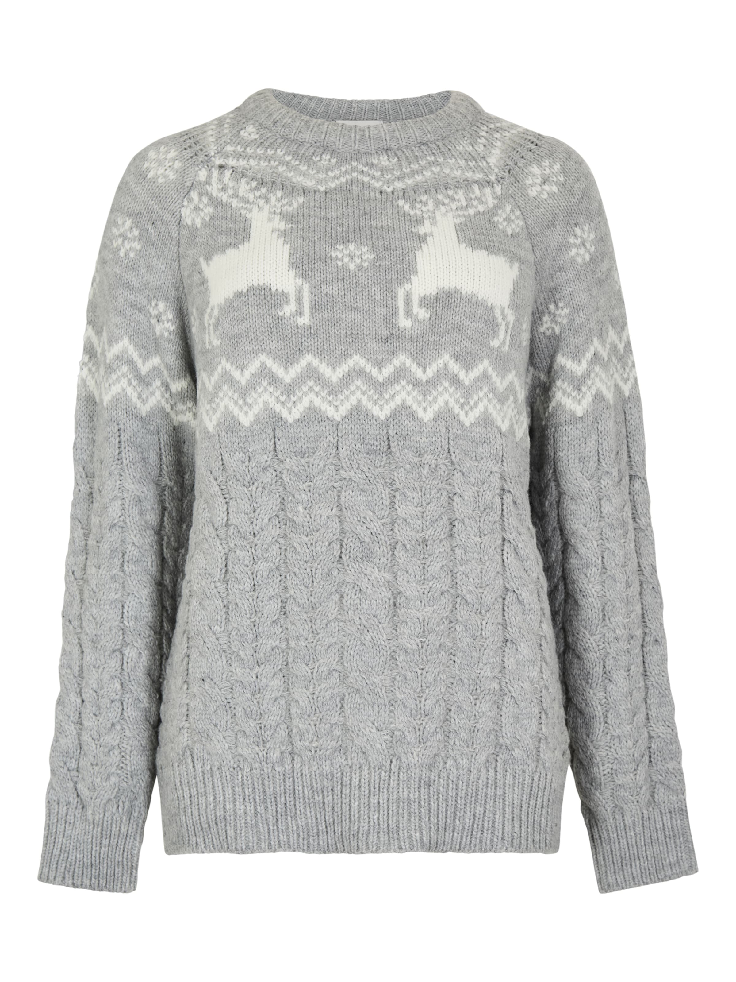 Apricot Reindeer Chunky Cable Knit Jumper ' ' in grau, Produktansicht