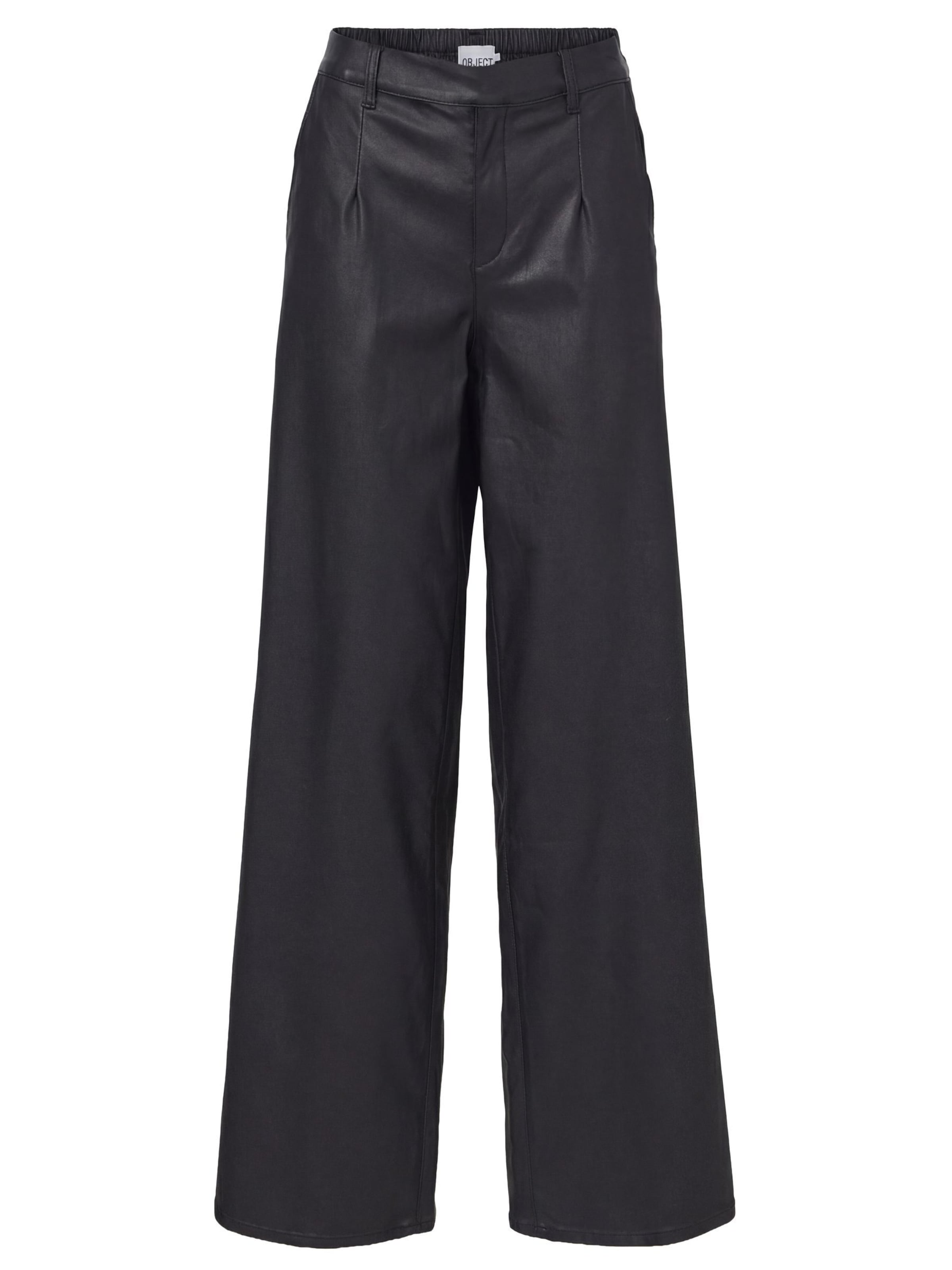 OBJECT Wide leg Broek in Zwart: voorkant