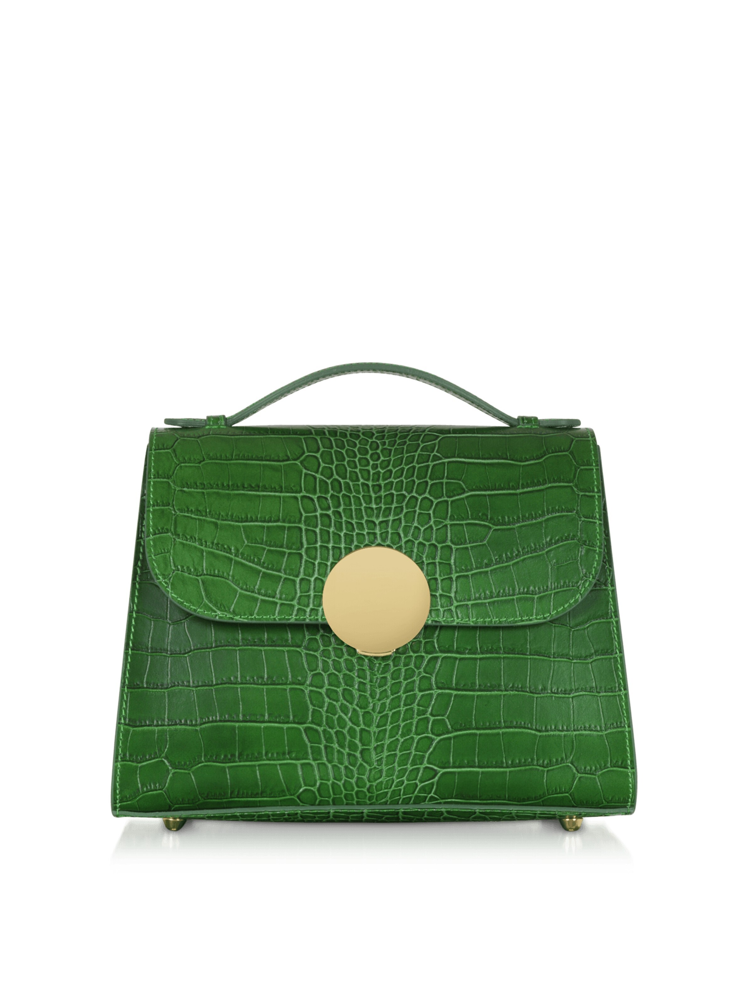 LeParmentier - Bolso de mano 'Bombo Croco' en verde: frente