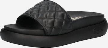 BUFFALO Mules 'REY QUILT' in Black: front