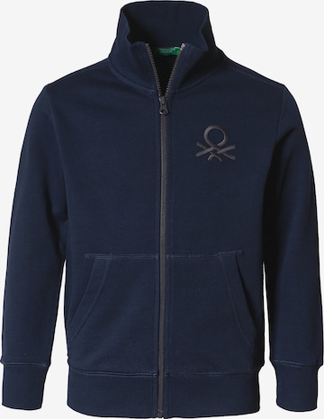 UNITED COLORS OF BENETTON Zip-Up Hoodie in Blue: front