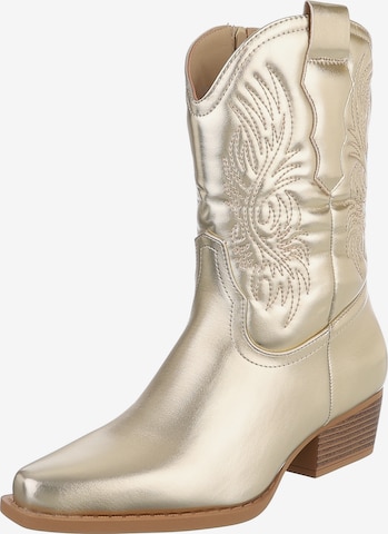 Ital-Design Cowboy Boots in Gold: front