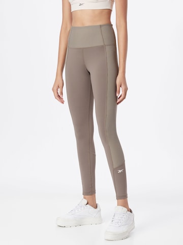 Reebok Skinny Workout Pants in Grey: front