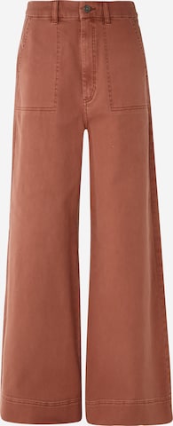 QS Wide leg Jeans in Bruin: voorkant