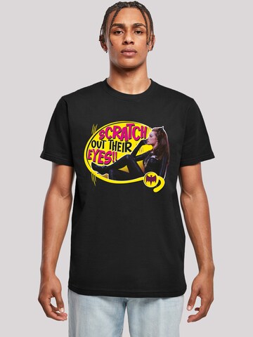 F4NT4STIC Shirt 'Batman TV Series Catwoman Scratch' in Zwart: voorkant