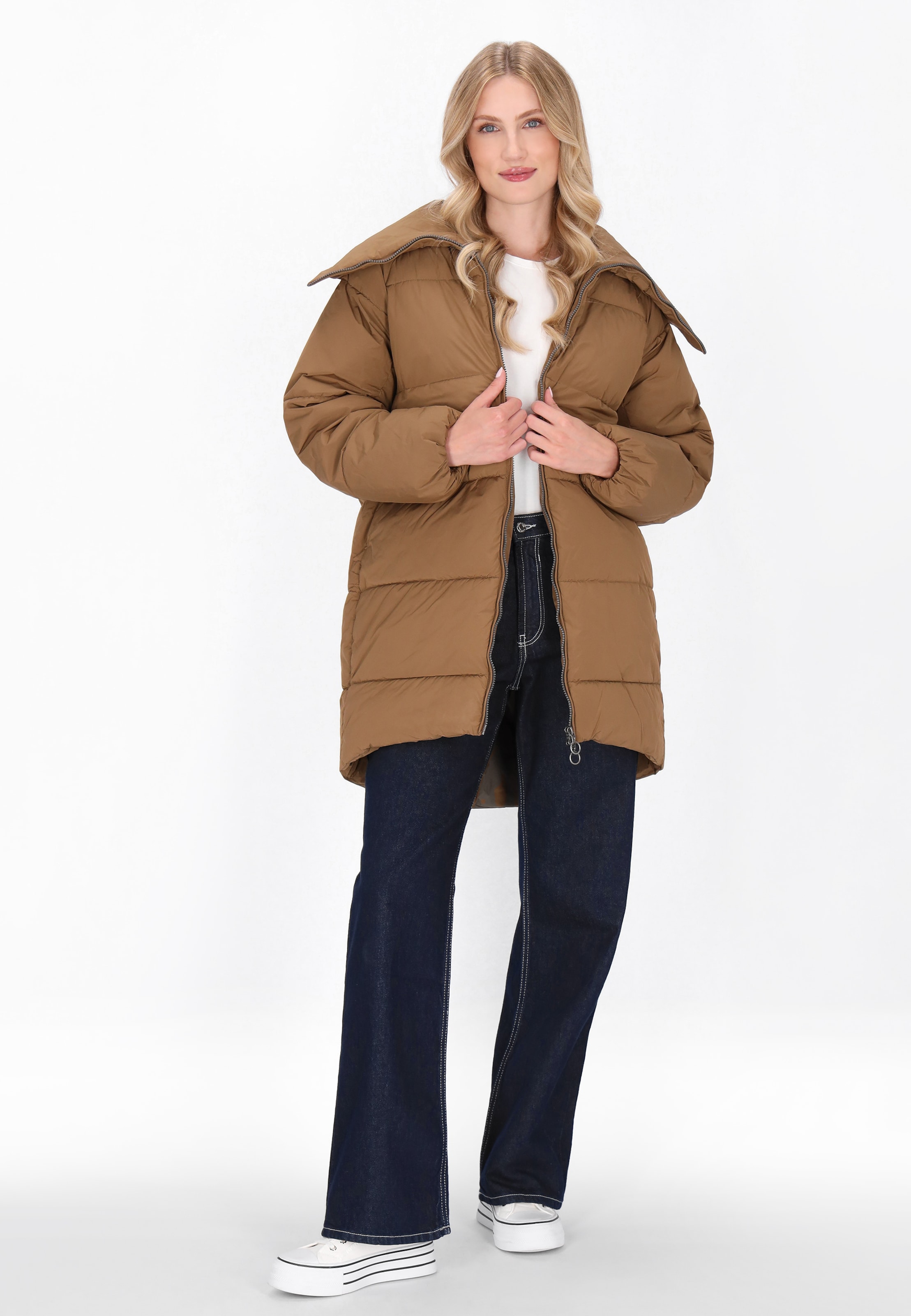 Yuka Winterjas in Beige: voorkant