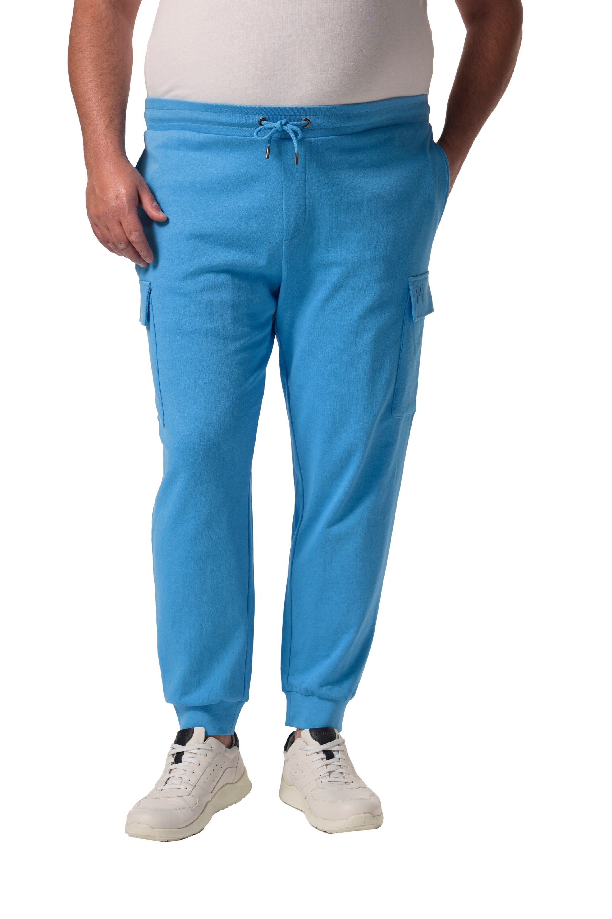 Men Plus Tapered Cargo Pants in Blue: front
