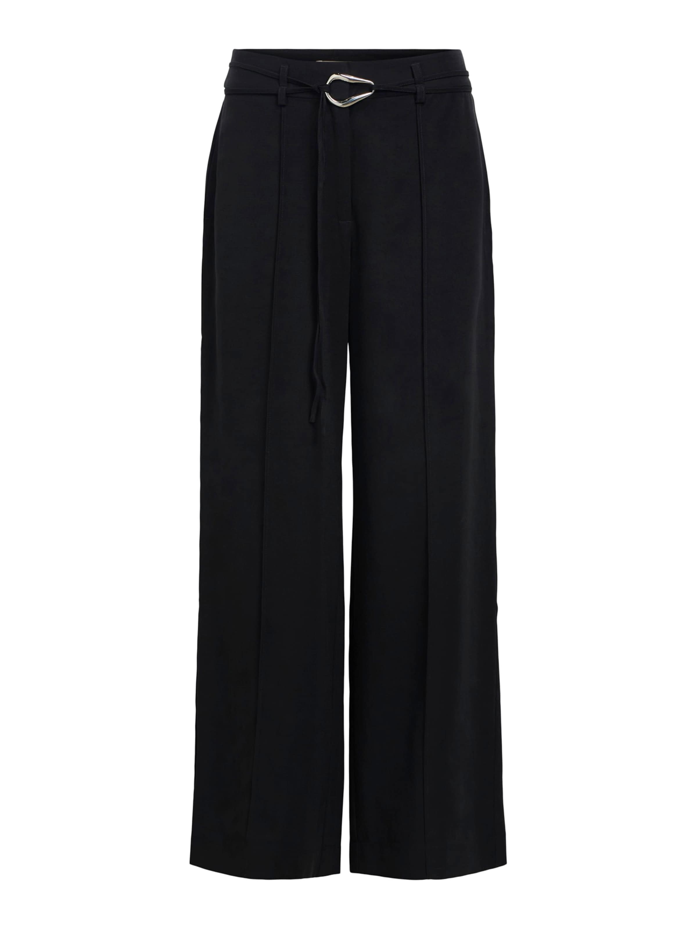 Wide Leg Pantalon 'OBJMABEL' OBJECT en noir : devant